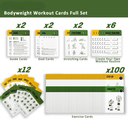 ELAORY Bodyweight & Resistance Belt Workout Cards, 100 Different Exercise Cards with Detailed Illustrations, Large Size 5" x 3.5" Fitness Cards for Women & Men