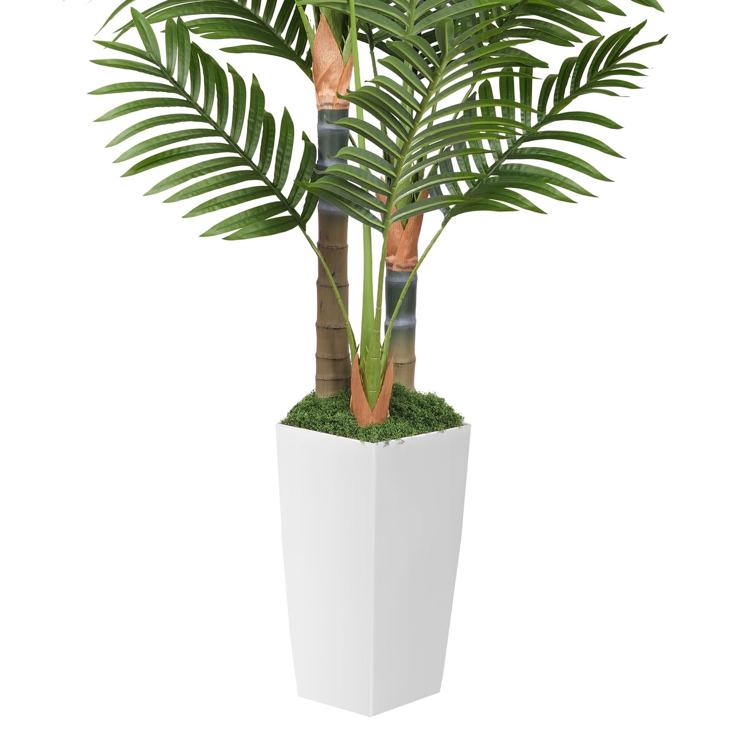 5ft Artificial Palm Tree Indoor Plant，Triple Faux Tropical Areca Floor Plant in Pot，Artificial Plants with Lifelike Leaves for Home Office Decor