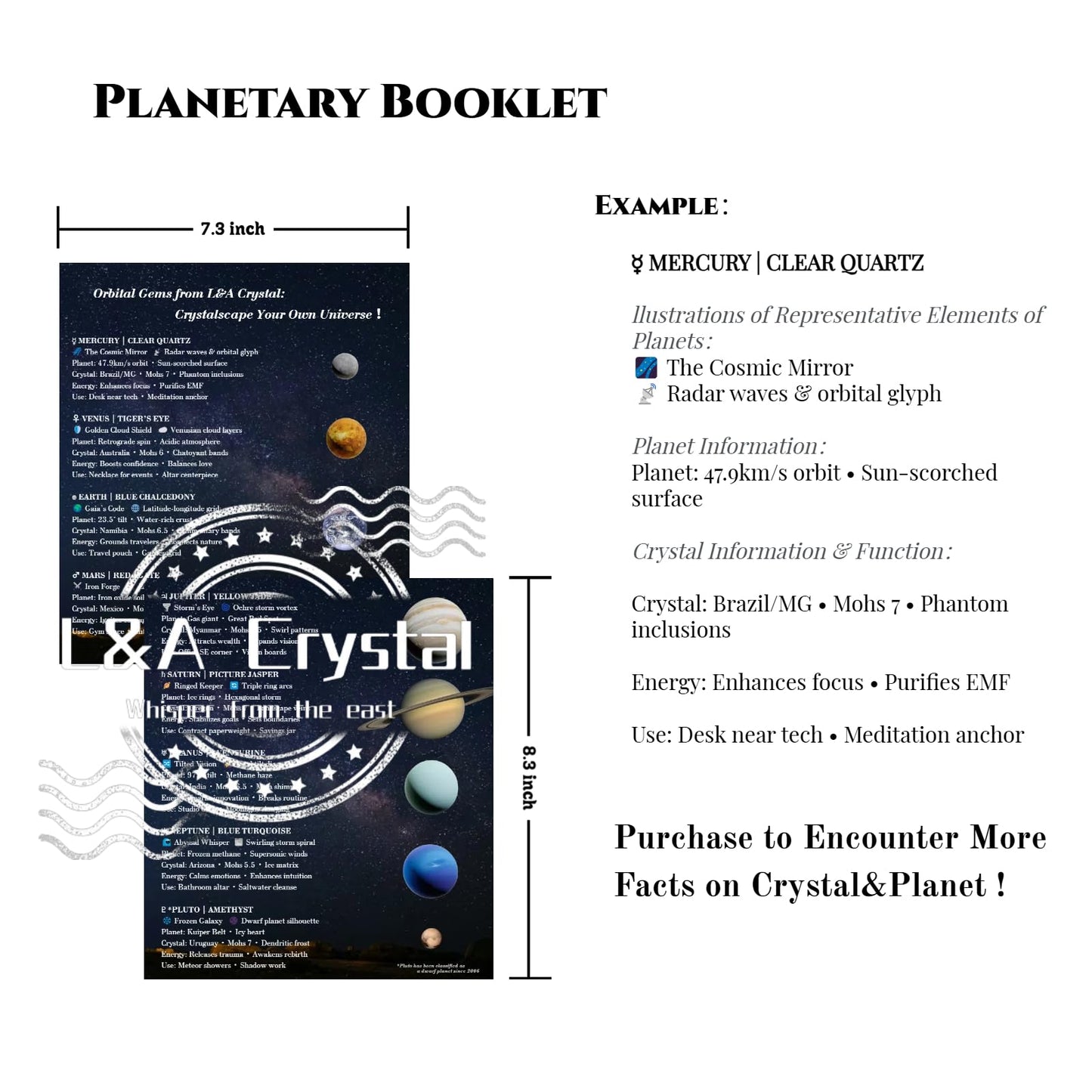 Solar System Crystal Collection - 9 Planets Gemstone Set & Planetary Booklet – Elegant Space Decor & Unique Gifts for Women & Crystal Enthusiasts