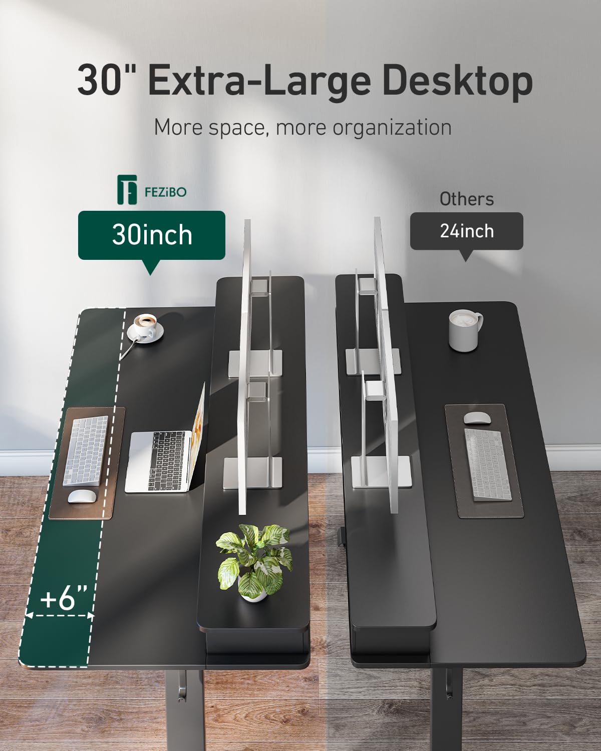 CubiCubi 60" x 30" Standing Desk with Drawers, Height Adjustable Electric Workstation, Computer Sit Stand Up Table with Large Storage Shelf 4 Drawers and 2 Hooks, Black