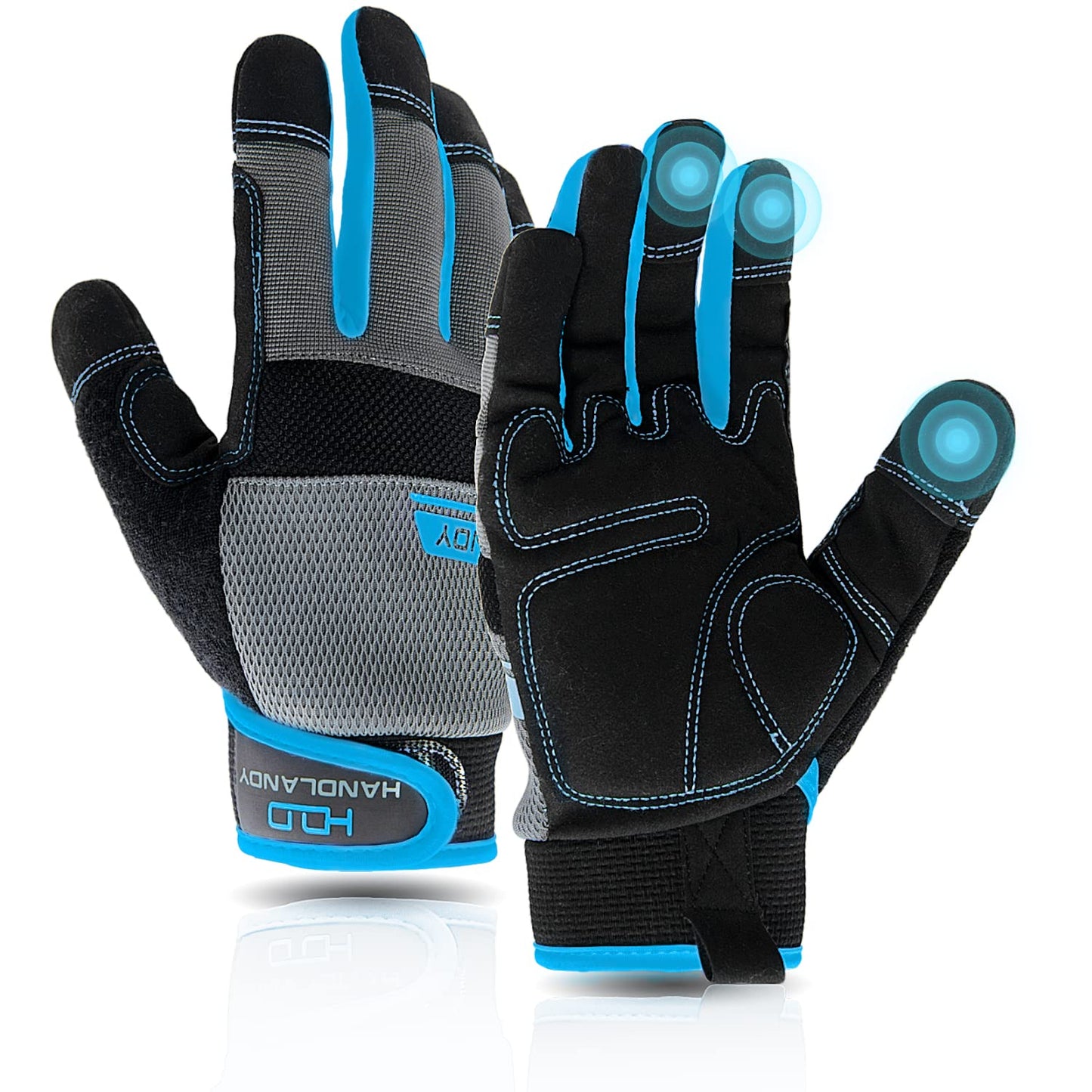 AIGEVTURE Work Gloves - Touchscreen, Utility, Mechanic, Lightweight Blue XL