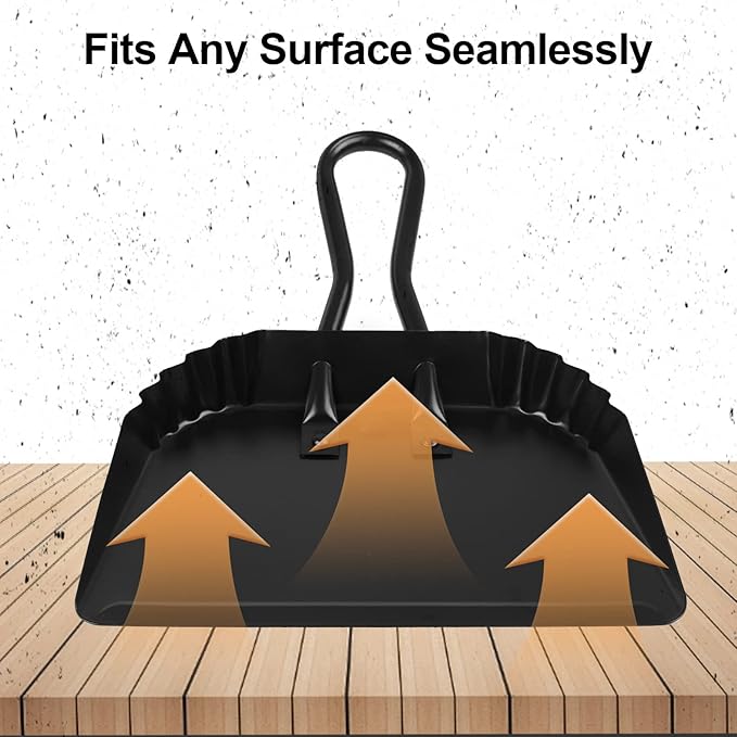 Heavy Duty Black Metal Dust Pan -Handheld Dustpan
