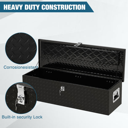 Garvee 39 in Heavy Duty Aluminum Diamond Plated Tool Box Pick Up Truck Bed RV Trailer Toolbox Square Storage Organizer with Side Handle, Lock and Keys, Waterproof -39 in x 13 in x 10 in