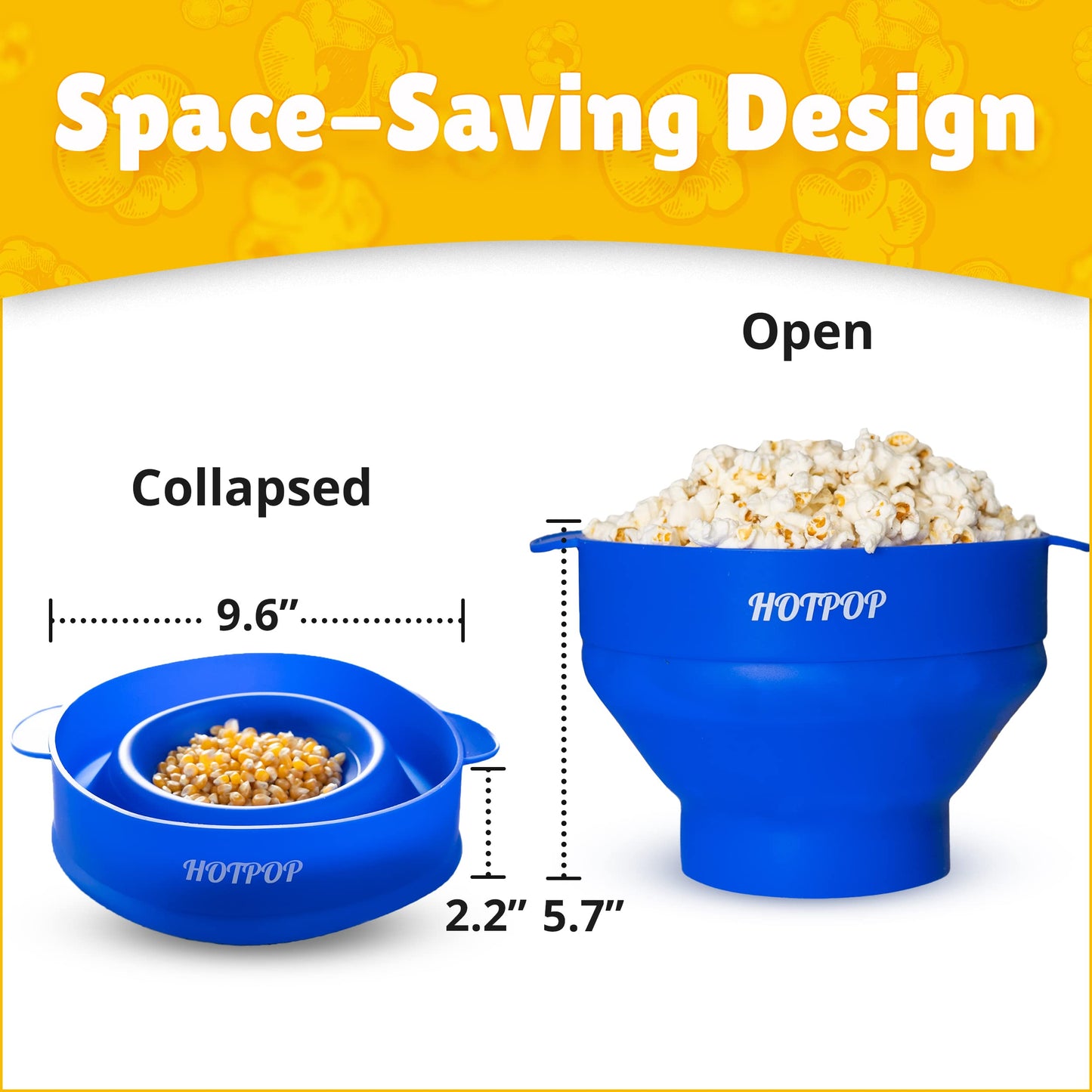 The Orginal HotPop Silicone Popcorn Maker - Microwave Popcorn Popper with Handles - Collapsible Bowl, Heat-Resistant, Easy to Clean, Ideal for Family Movie Nights, 15-Cup Capacity - Red