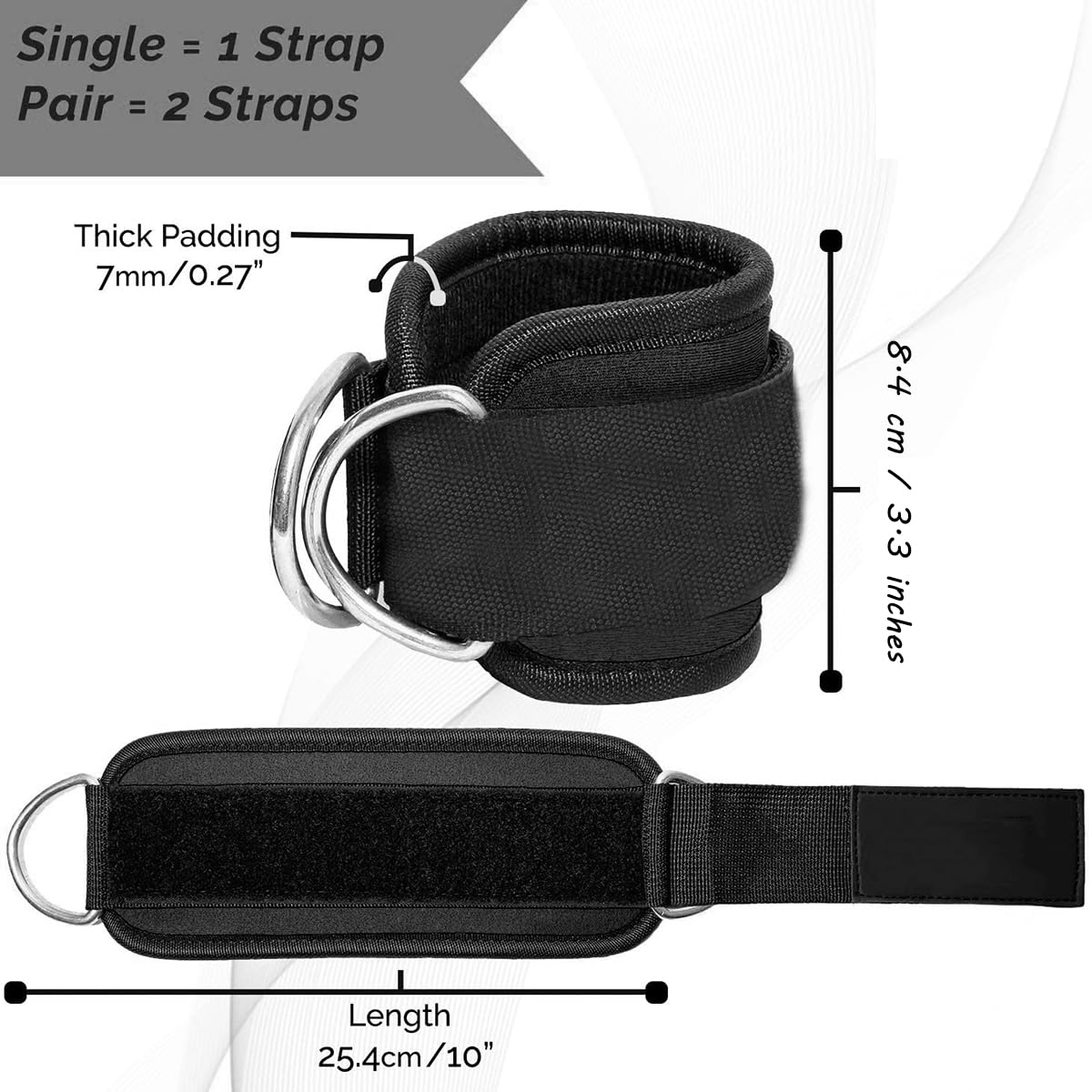 EastyGold Ankle Straps Ankle Resistance Bands Wrist Cuffs Padded Straps Adjustable Fitness Glute Kickback D-Ring for Cable Machine Gym Foot Leg Training Brace Support 1 Pair