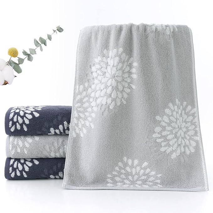 Pidada Hand Towels Set of 4 Hydrangea Floral Pattern 100% Cotton Absorbent Soft