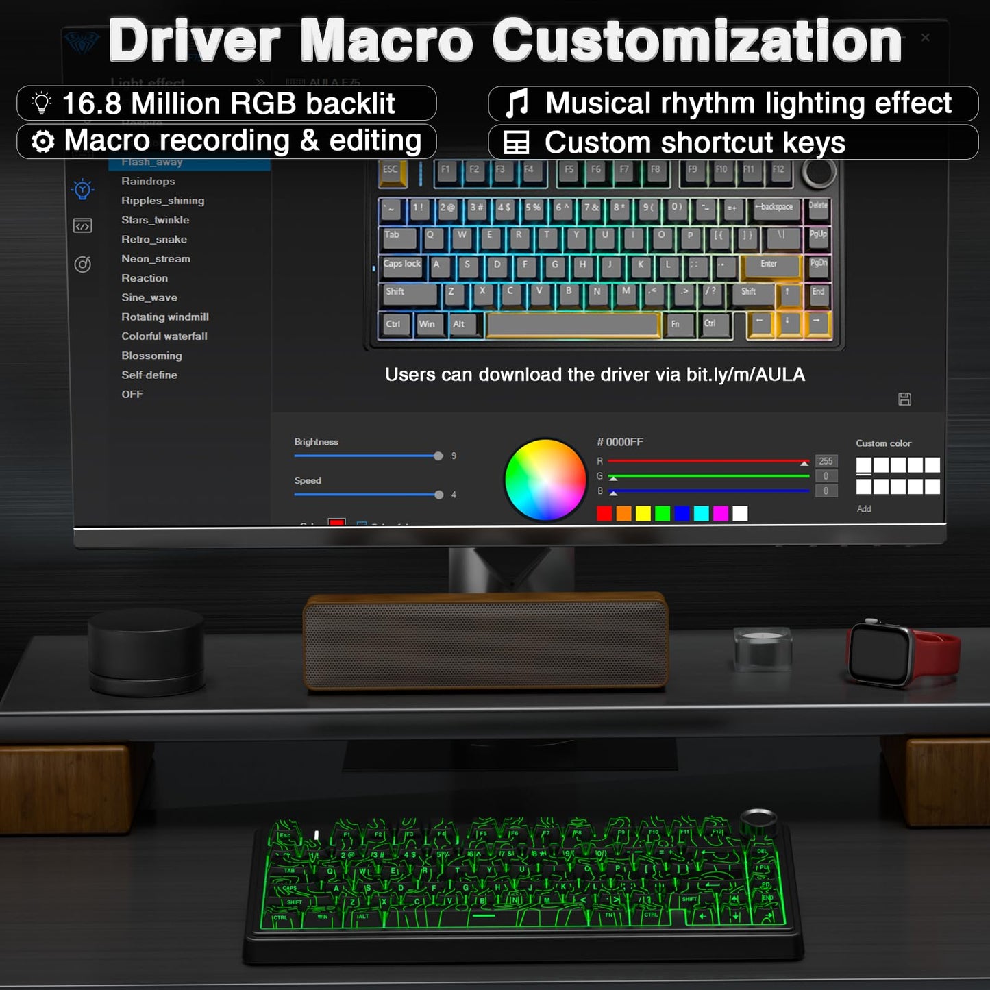 AULA F75 Pro Wireless Mechanical Keyboard,75% Hot Swappable Custom Keyboard with Knob,RGB Backlit,Pre-lubed Reaper Switches,Side Printed PBT Keycaps,2.4GHz/USB-C/BT5.0 Mechanical Gaming Keyboards