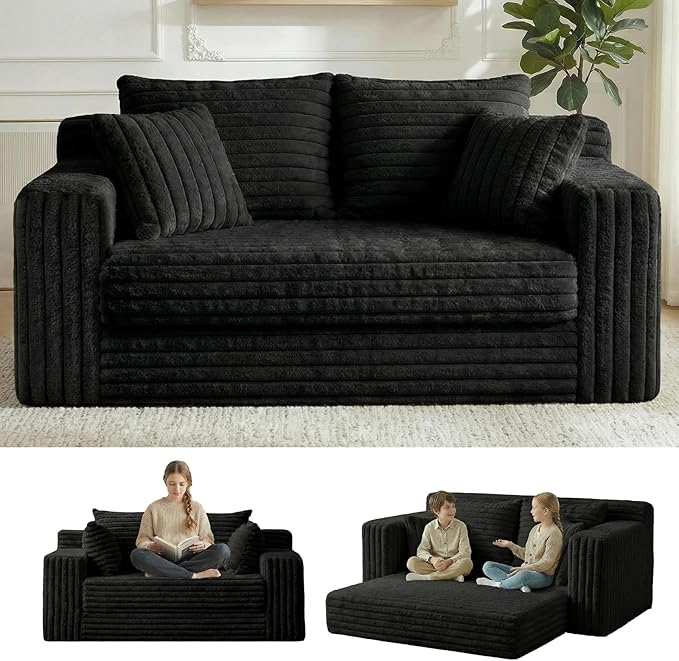 3-in-1 Convertible Sofa Bed: Boneless Loveseat Sleeper & Folding Couch Bed