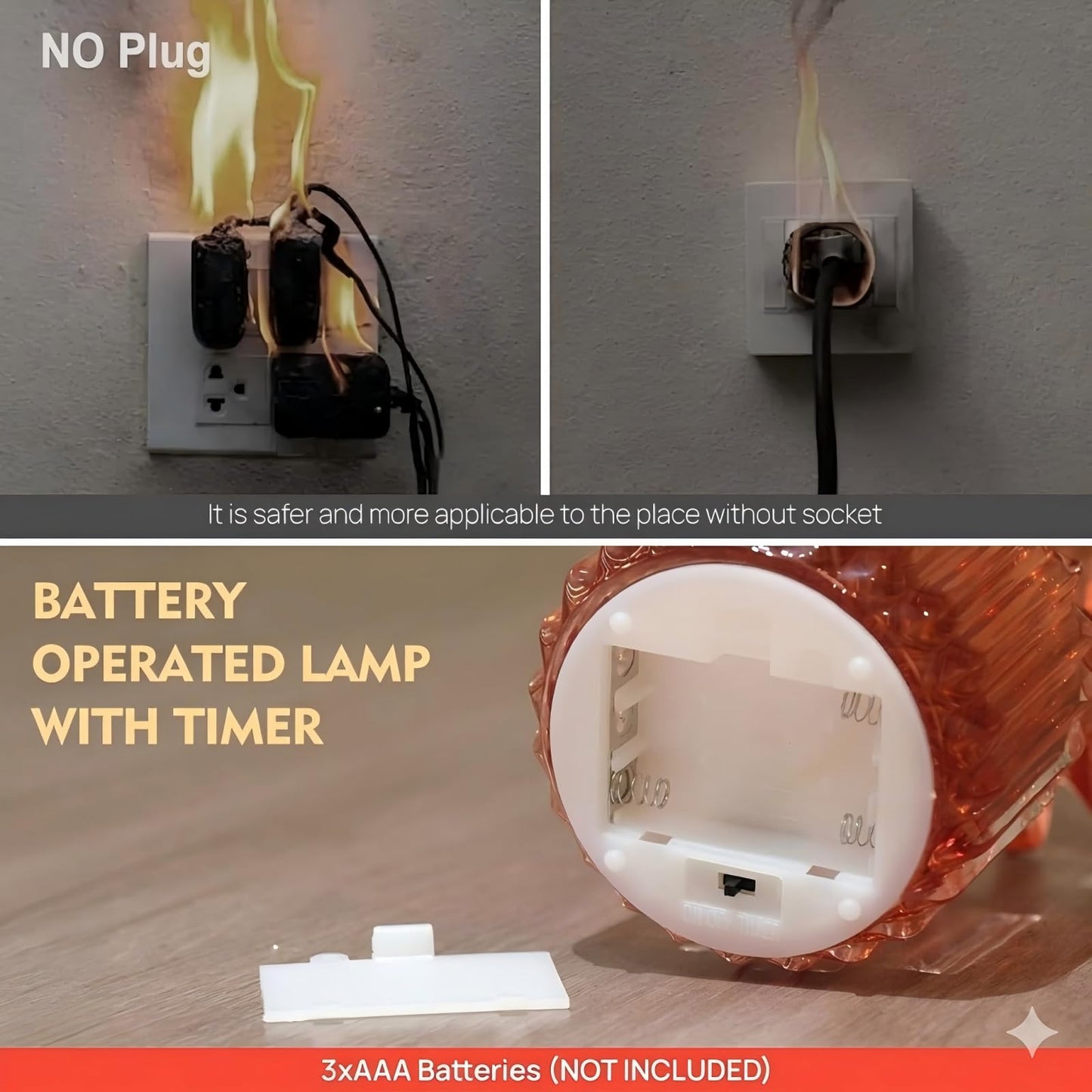 SisiHokai Small Battery Operated Lamp with Timer, Tiny Cordless Glass Table Lamp for Home Decor, Kitchen, Bathroom, Birthday Gift for Women, Jelly Red