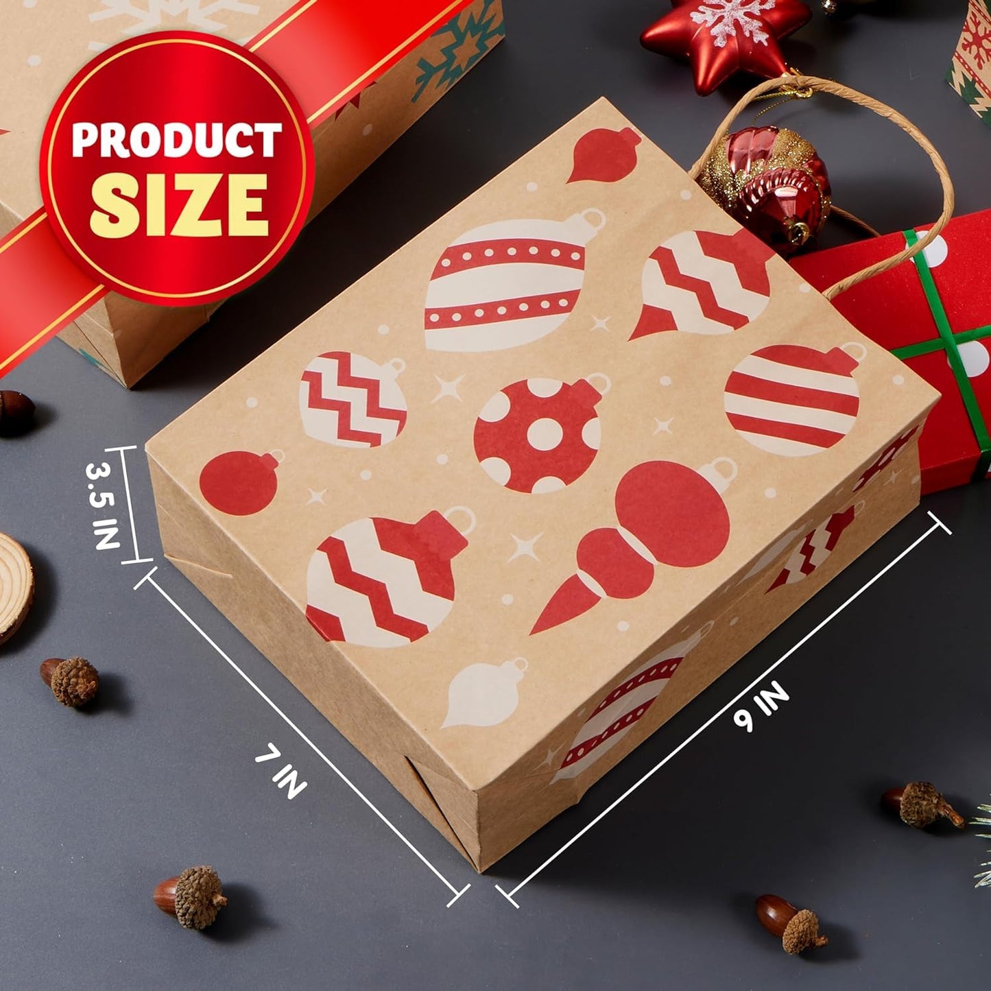 JOYIN 48 PCS Christmas Kraft Bags, Presents Wrapping Goody Treat Candy Bags with Handle Xmas Characters for Christmas Party Favors, Gift Giving, Holidays Decorations, Xmas Treat (7" x 9" x 3.5 ")
