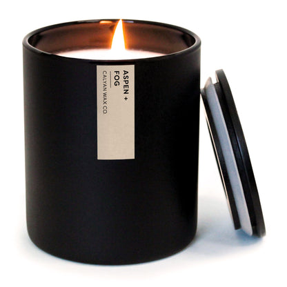 Calyan Wax Co. Aspen & Fog Scented Candle - 75 Hour Burn - Luxury Clean Soy Wax Candles - Long Lasting Black Tumbler Jar Candle for Home - 10.2oz