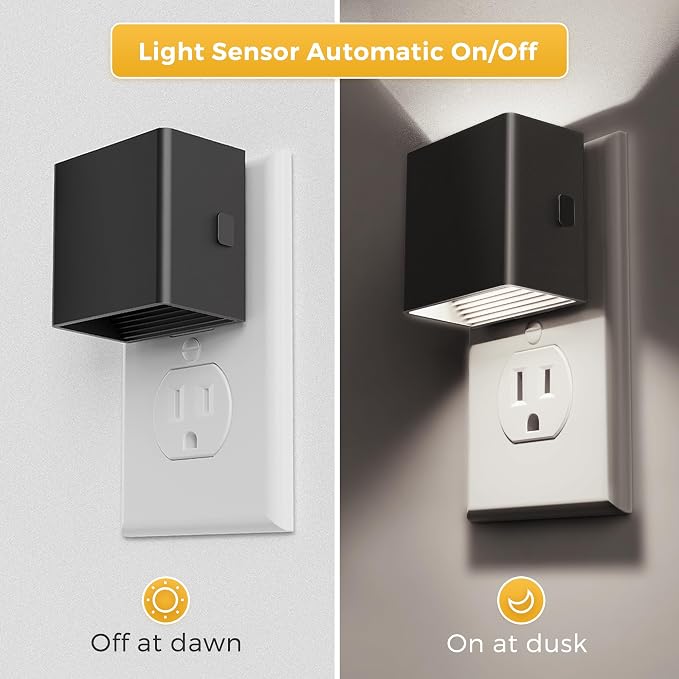 L LOHAS LED Night Light,Night Lights Plug into Wall,[2-Pack] Bright Night Light with Light Sensor,5000K Daylight White,Brightness Adjustable, Modern Nightlight for Bathroom Hallway Kitchen