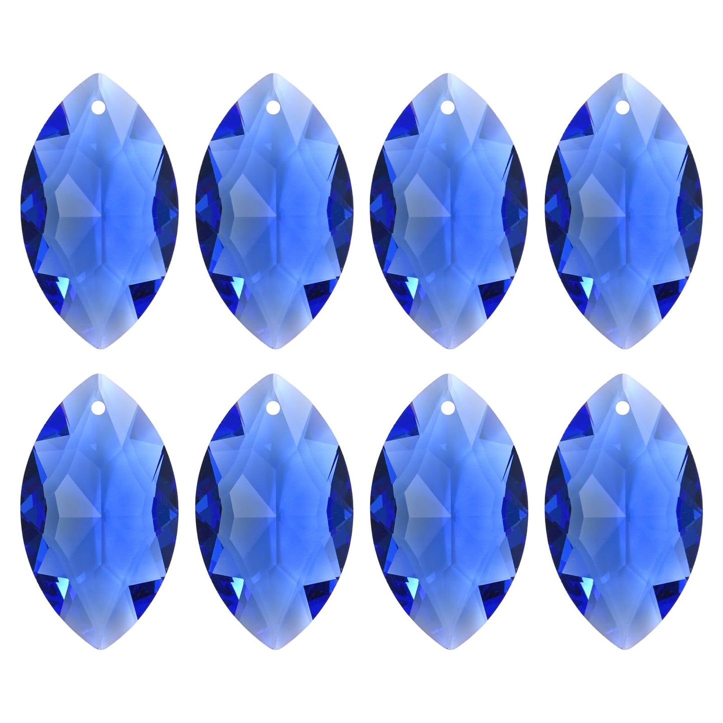 M METERXITY 8-Pack Crystal Horse Eye Prisms, 38mm/1.5 Inch Chandelier Pendant Maker Hanging Crystals Chandelier Prisms for Home/Windows/Garden/DIY Decoration[Blue]