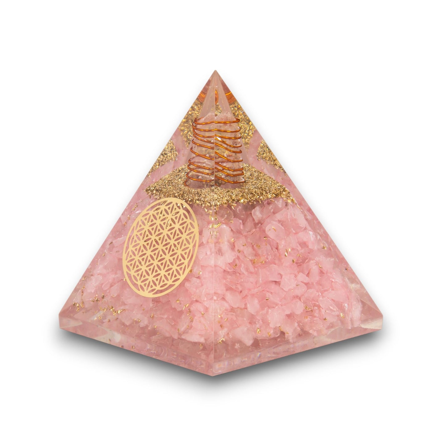 Agate Mart Rose Quartz Pyramid - Healing Crystals for Success - Amplify Meditation with Orgonite Energy, Includes Black Tourmaline Pendant
