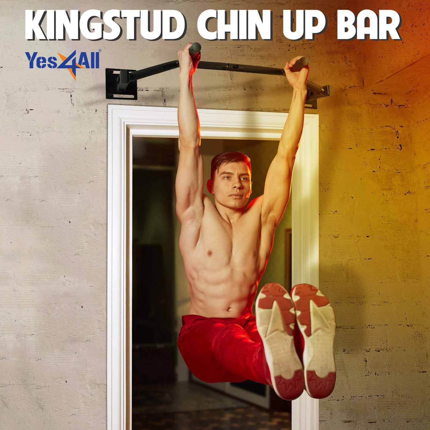 Yes4All Doorframe Pull-up Bar/Chin Up Bar - 36 inch Kingstud Doorway Pull-up Bar