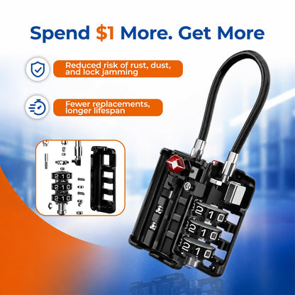 SURE LOCK TSA Approved Luggage Locks with Open Alert Indicator, 3 Digit Combination Cable Travel Lock for Suitcase, Backpack, Gym Locker, Toolbox & Travel Bag, 2 Pack Black