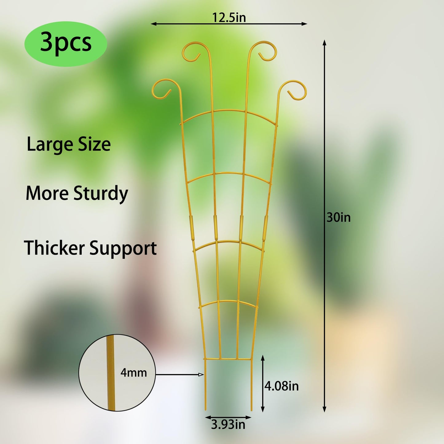 Plant Trellis Indoor 3 Pack 30 Inch Trellis for Climbing Plants Indoor Trellis for Potted Plant Support for Hoya Vines Ivy(Gold, 30 inch)