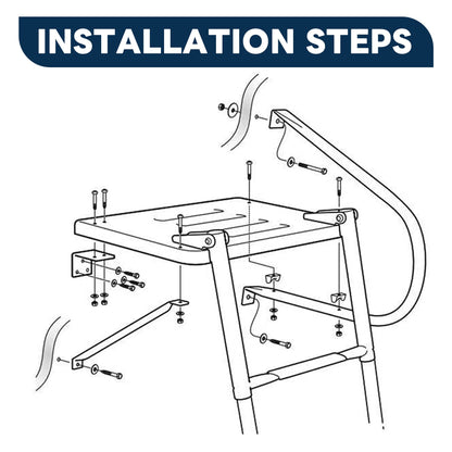 3-Step Boat Ladder with Swim Platform,Stainless Steel Dock Ladder with ABS Swim Platform 2 Handrails,500LBS Telescopic Boarding Ladder Dive Ladder for Pontoon Yacht