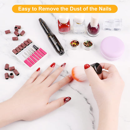 Portable Electric Nail Drill File Machine with Acrylic Nail Kit Set Professional 20000rpm Manicure Pedicure with Sanding Bands Brush for Nail Art Gel Nail Polish Tips Clippers