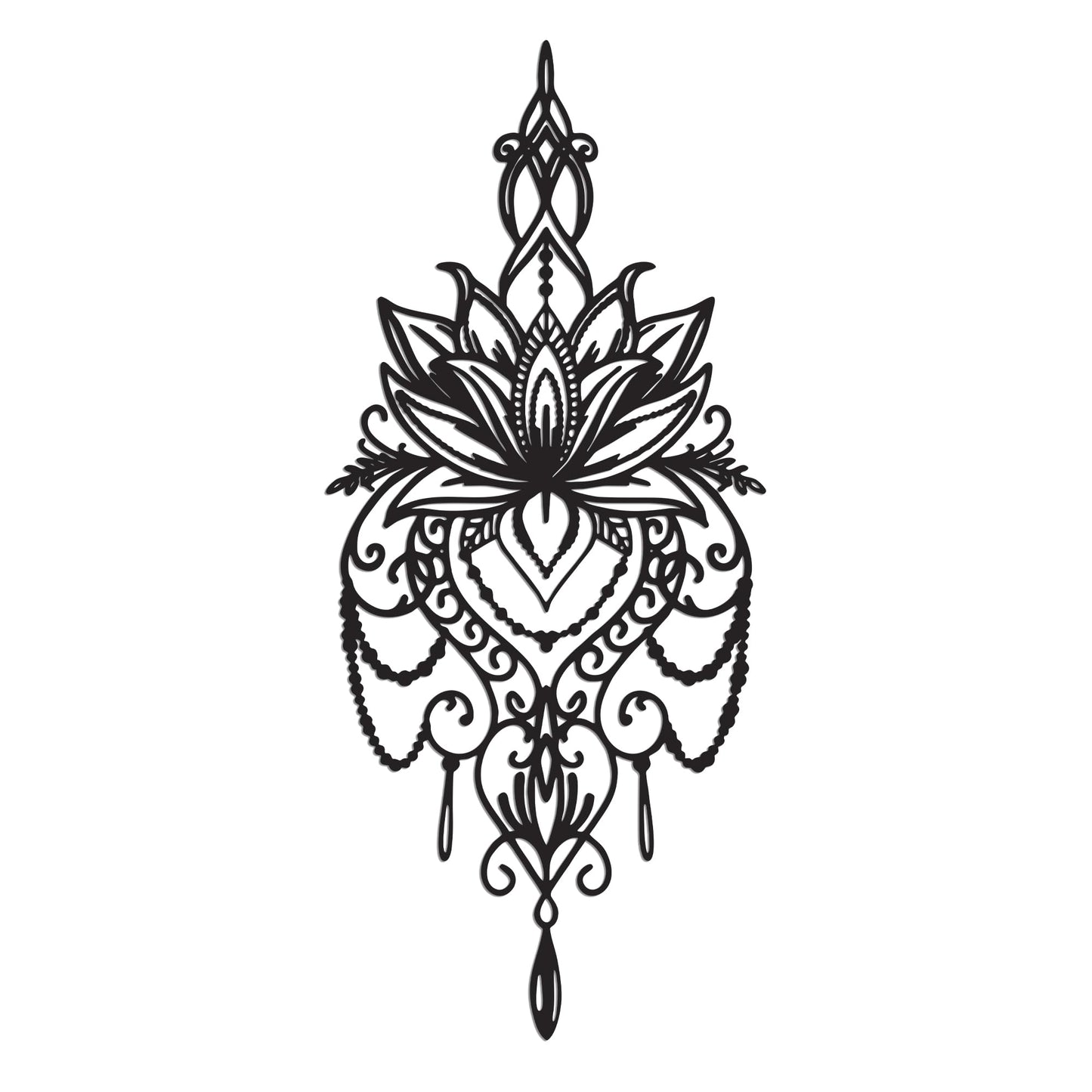 JEWLOVE Metal Mandala Wall Art – Sacred Geometry Lotus Flower Decor for Yoga Meditation Room, Spiritual Boho Home Decor (7.7x17.5 Inch)