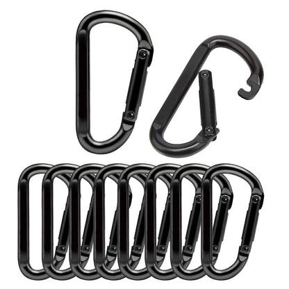 10 Pcs Heavy-Duty Carabiner, D-Shaped Spring Hook, Suitable for Camping, hammocks, Hiking, Keychains, Dog leashes, and Small Hooks for Key Rings