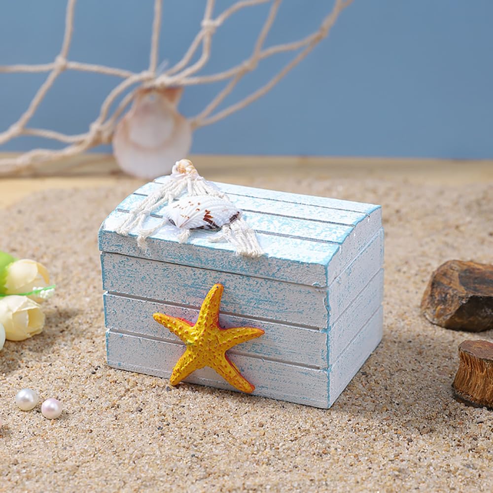 AzsVbvs 2 Pack Wooden Handmade Mini Chair Box Beach Decor Nautical Theme Decoration for Home Office Desk (Starfish)