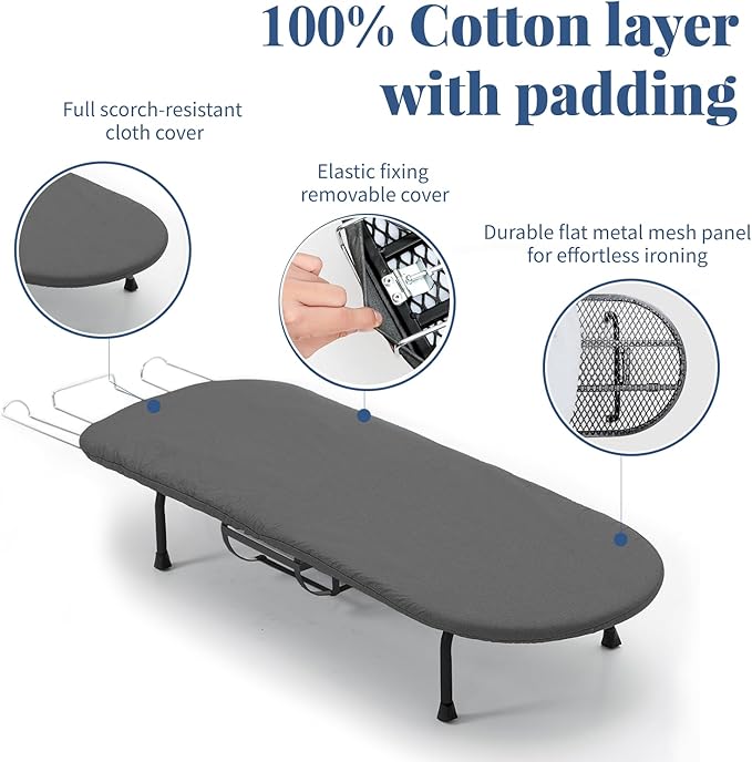 Tabletop Ironing Board with Iron Holder, RAINHOL Small Folding Ironing Board