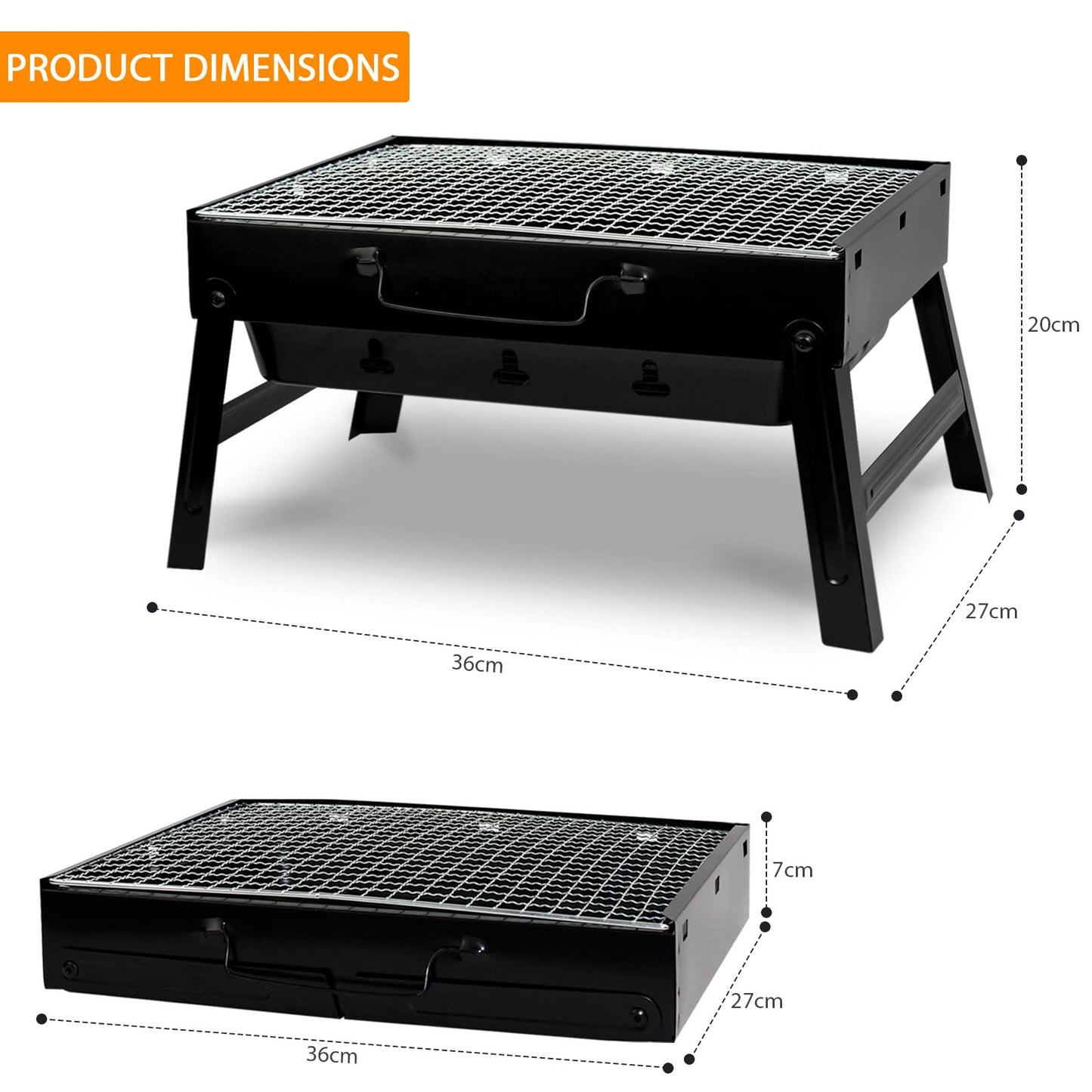 BBQ Barbecue Grill Portable Folding Charcoal for Camping Garden Outdoor Cooking Fun by Crystals®
