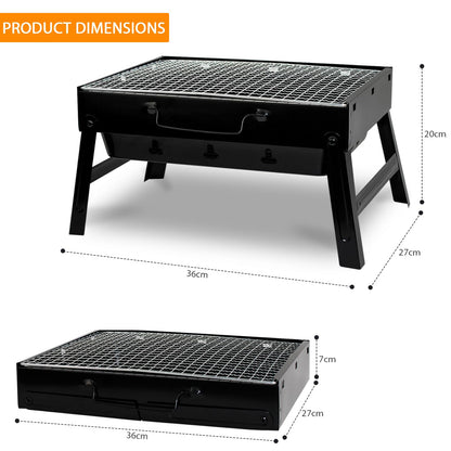 BBQ Barbecue Grill Portable Folding Charcoal for Camping Garden Outdoor Cooking Fun by Crystals®