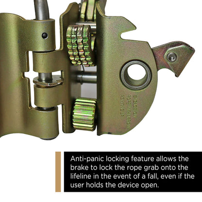 AFP Self-Locking Rope Grab with 2.25 inch Connecting Eye, used with 5/8’’ Lifeline Rope, For Construction, Climbing, Fall-Protection, 310 lb. Capacity (OSHA/ANSI Compliant)