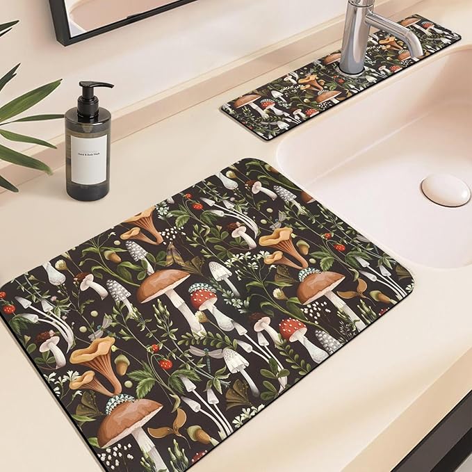 24.5" x 15.5" Dish Drying Mat & 24" x 5.5" Sink Splash Guard, Super Absorbent