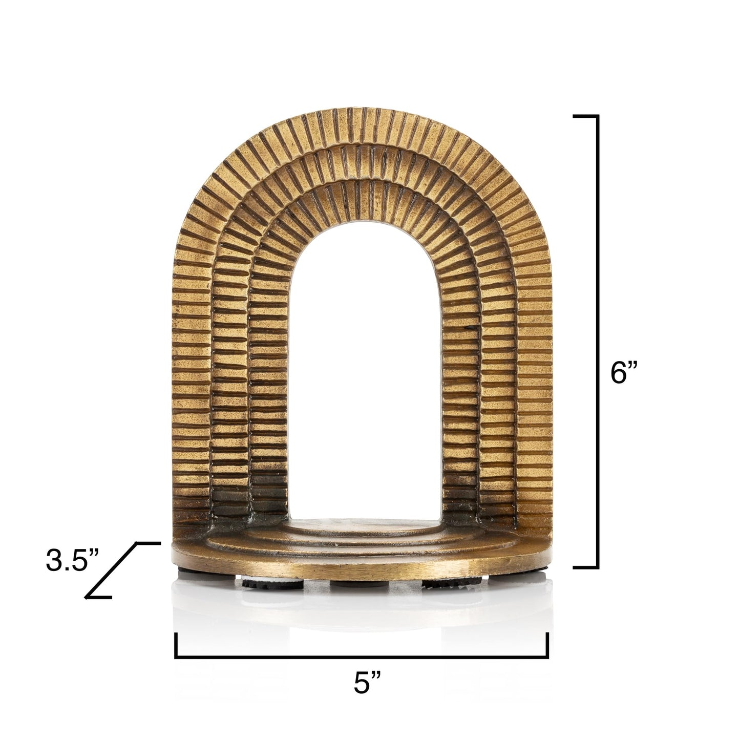 CRAFTSMAN ROAD Cast Iron Brick Arch Bookends Set, Antique Brass Book Ends, 2 Decorative Book Holders for Shelves or Bookcase, Stylish Brass, Non-Skid Anti-Slip Heavy Duty, Home Décor Gift