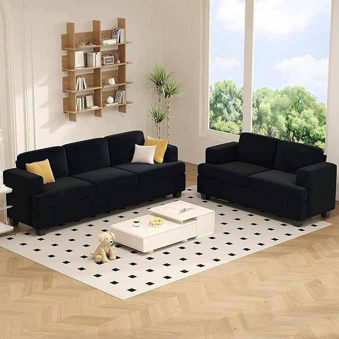 Apicizon Loveseat & 3 Seater Sofa Sets, 2 Piece Modern Sleeper Sofa