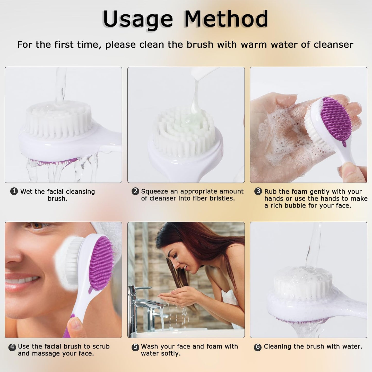 2 Pack Silicone Face Scrubber Exfoliating Brush, Manual Handheld Facial Cleansing Brush Blackhead Scrubber, Soft Bristles Waterproof for Face Skincare (Round-Pink)