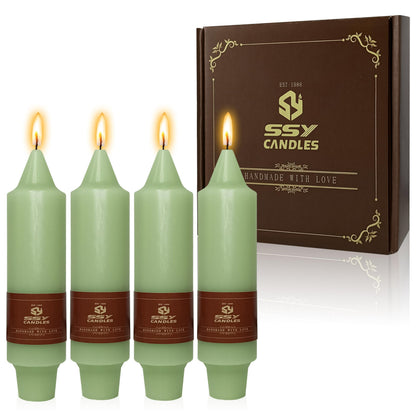 5 in Unscented Taper Candles Light Green Candles 4 PCS Smokeless Small Candlesticks for Dinner Household Wedding Party Home Décor