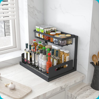 REALINN Under Sink Organizer, Pull Out Cabinet Organizer 2 Tier Slide Out Sink Shelf Cabinet Storage Shelves, Storage for Kitchen Bathroom, White, 2 Pack