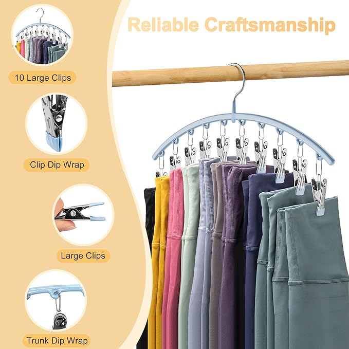 Legging Organizer for Closet, Metal Yoga Pants Hanger w/Rubber Coated 4 Pack