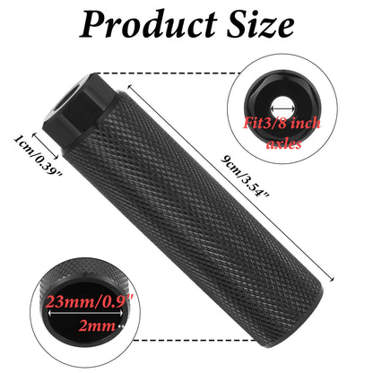 Zelphvt 2 PCS Black Bike Foot Pegs, 3/8 inch Aluminum Alloy Anti-Skid Bicycle Pegs Stunt Peg Mountain Bike Cycling Rear Stunt Peg for 3/8 inch Axles