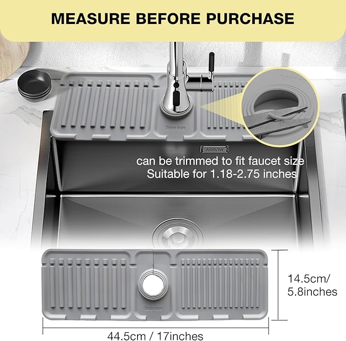Faucet Mat for Kitchen Sink – Adjustable Silicone Sink Splash Guard
