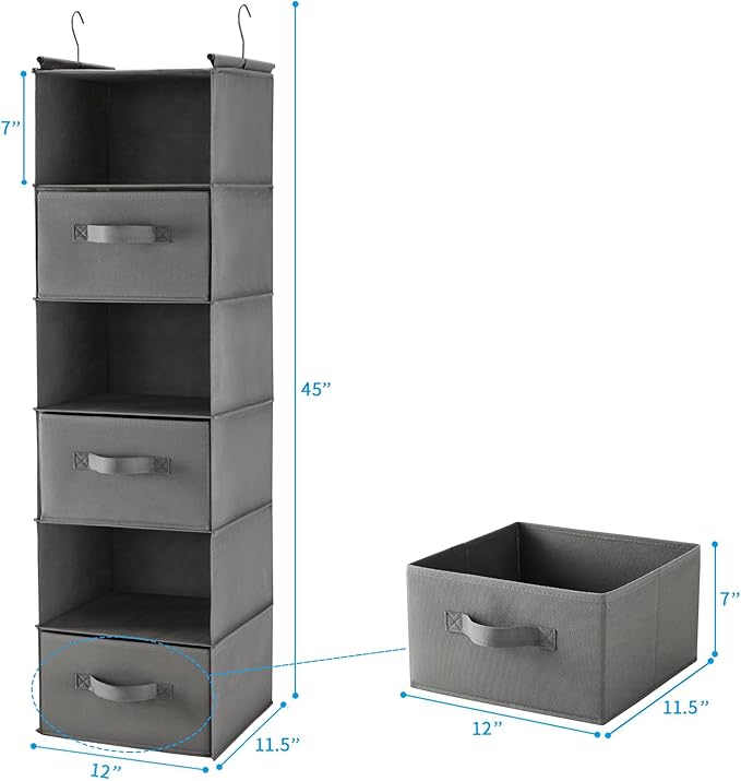 MAX Houser 6 Tier Shelf Hanging Closet Organizer, Closet Hanging Shelf