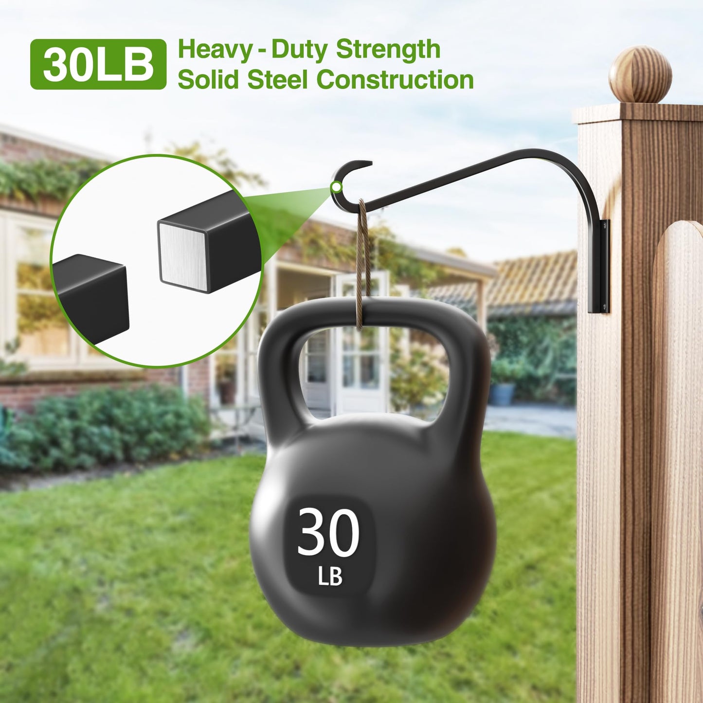saffruff 12 Inch 4 Pack Plant Hangers for Indoor/Outdoor Wall Mount - Heavy Duty Hanging Plant Holder & Bird Feeder Hooks, Decorative Black Metal Wall Hangers for Plants, Flower Baskets