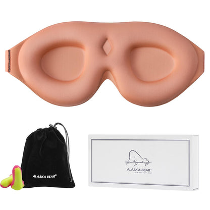 Alaska Bear Sleep Mask for Side Sleepers 2022 Headband Design, Cup-Shaped and Extra-Soft, 100 Blackout Eye Mask Shades Cover for Men and Women Home or Travel, Machine Washable, Black