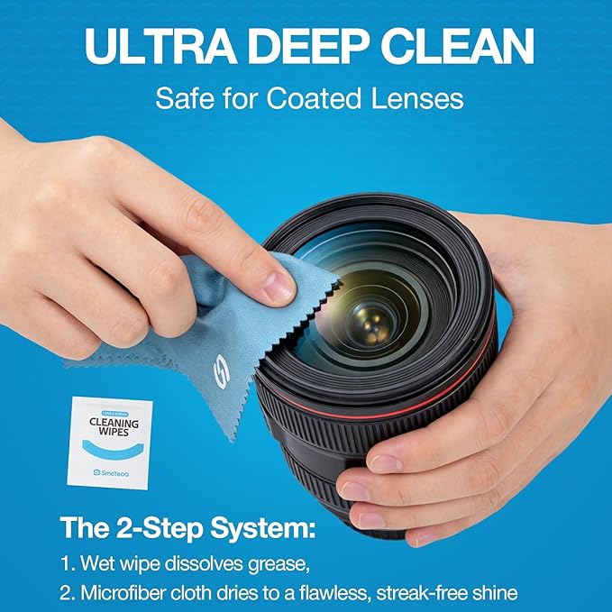 SmoTecQ Lens Wipes for Eyeglasses – Pre-Moistened Lens Cleaner for Coated Lenses