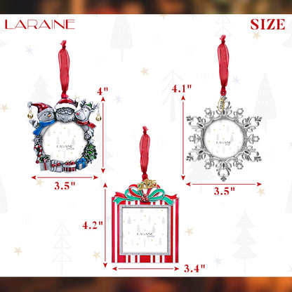 Laraine Christmas Tree Ornaments – 3-Piece Decorative Hanging 2025 Holiday Keepsake Gift Pendant with 2” Photo Frame Insert for Picture of Pet (3-Piece Gift Set (2025))