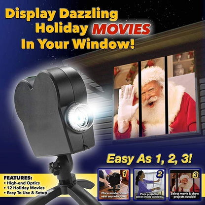 VRBFF Christmas Halloween Win dow Projector Light,12 Movies Festival LED Projection Decoration Spotlight for Home Outdoor Party Turns Your Curtain into Movie Screens