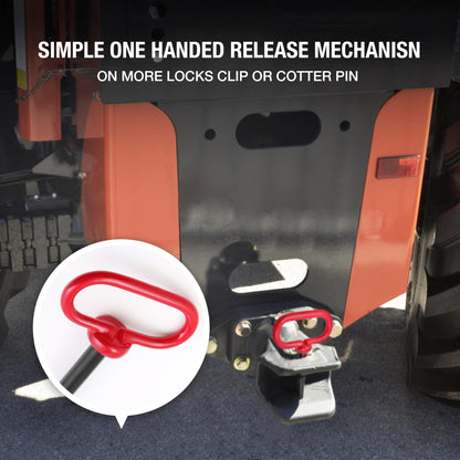 Jamiikury Trailer Hitch Pin, 1/2 x 4 Inch Tractor Hitch Pin with R-Clip Pin for Lawn Mower, Tractor, Trailer (Red)