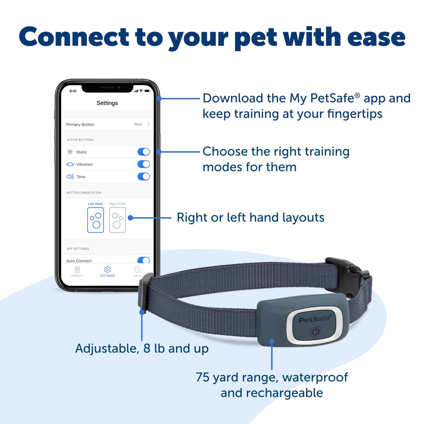 PetSafe Smart Dog Training Collar – Uses Smartphone as Handheld Remote Control – Tone, Vibration, 1-15 Levels of Static Stimulation – Bluetooth Wireless System – All in One Pet Training Solution
