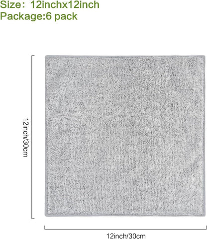 SINLAND 6 Pack Microfiber Face Towels Ultra Soft Bamboo Charcoal Facial Washcloths Reusable Makeup Remover Cloths Face Cloth for Bath 12Inch x 12Inch