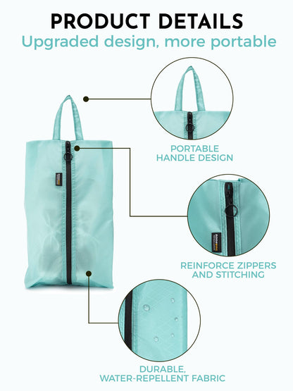SOARSAIL 2 Pack Shoe Bags for Travel, Water-Resistant and Tear-Resistant Shoe Pouch for Sport, Shoe Organizer for Gym, Soccer, Golf, Tennis, Baseball (Cyan, 2 Pack)