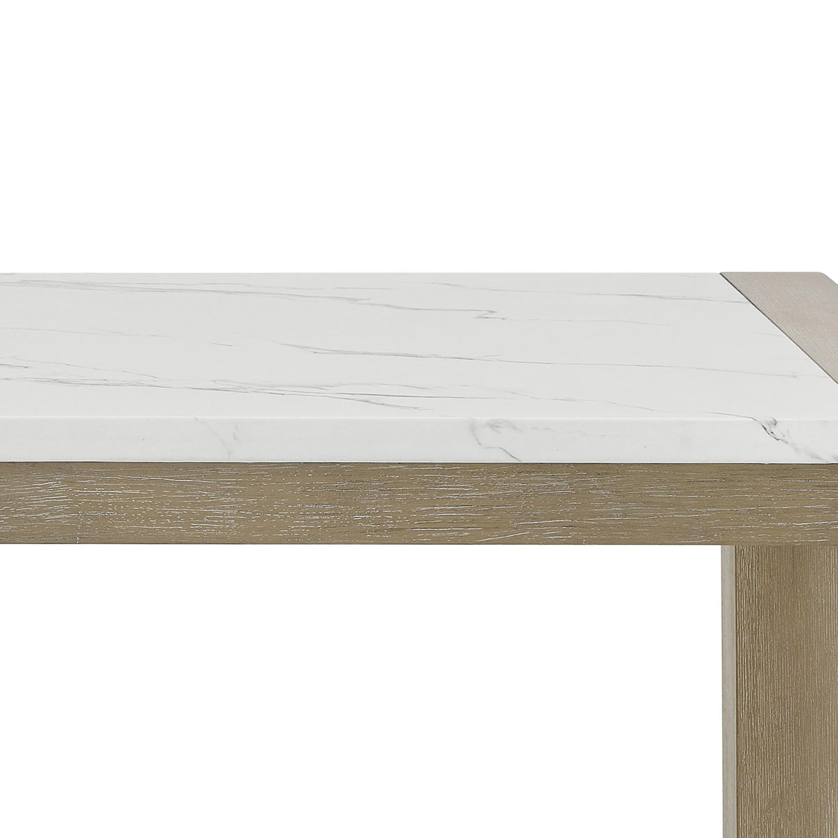 GDFStudio 66" 7-Piece Rectangular Dining Set, White Faux Marble Table with Light Oak Legs, 6 Gray Fabric Upholstered Barrel Chairs, Modern Contemporary Dining Furniture for 6